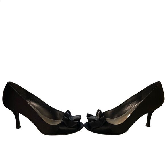 Stuart Wietzman Black Ruffle Toe Pumps 8M - Picture 3 of 7